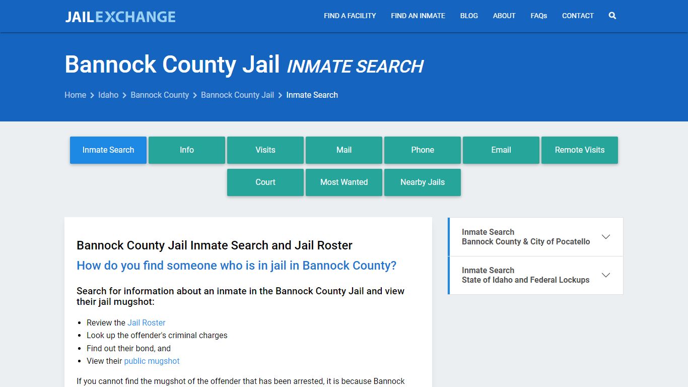 Inmate Search: Roster & Mugshots - Bannock County Jail, ID